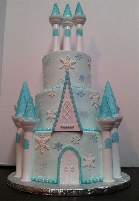 Frozen themed Castle cake - 6" 8" 10" rounds frosted in Pastry Pride. Fondant snowflakes. My ...