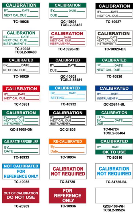 Calibration Labels manufactured by Stranco Inc. | Stranco Inc