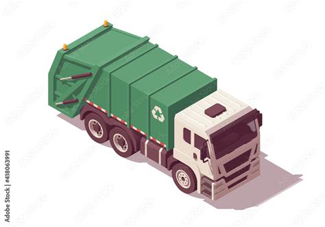 Isometric garbage truck. Vector illustration Stock Vector | Adobe Stock