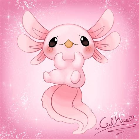 Pink Axolotl by CielKiraNeko on DeviantArt