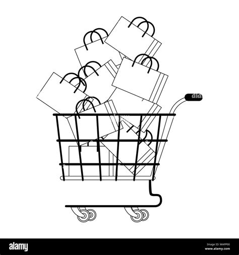 shopping retail sale store cartoon in black and white Stock Vector ...