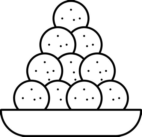 Indian Sweets Of Laddu Bowl Thin Line Icon. 24153713 Vector Art at Vecteezy