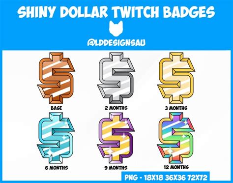 Twitch Sub Badges Bit Badges Loyalty Badges Shiny Dollar - Etsy Ireland