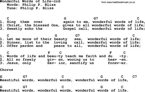 Top 500 Hymn: Wonderful Words Of Life - lyrics, chords and PDF