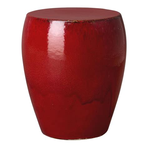 Emissary Round Red Ceramic Garden Stool-0984RD - The Home Depot