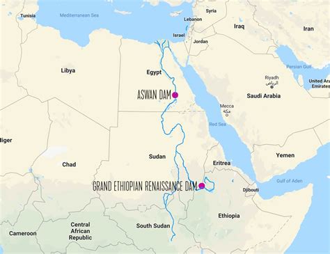 map-showing-the-location-of-the-aswan-dam-and-grand-ethiopian-renaissance-dam - No More Pencils