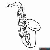 Saxophone Coloring Page  Easy Drawing Guides sketch template