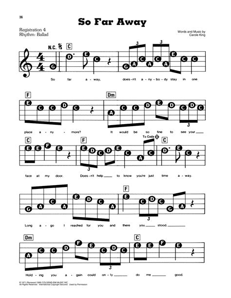 So Far Away by Carole King Sheet Music for E-Z Play Today at Sheet ...