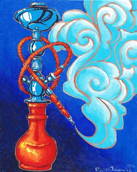 Hookah pipe smoke illustration, acrylic painting // Elizabeth Jancewicz Smoke Painting, Smoke ...