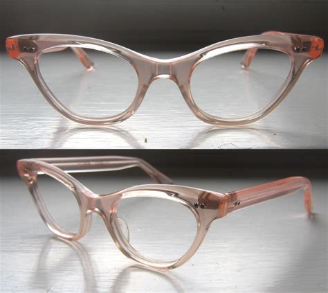 French 50's Cat Eye Eyeglass Frames Salmon Pink Icy | Etsy | Eyeglasses ...