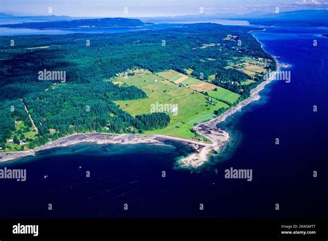 Aerial image of Denman Island, Gulf Islands, BC, Canada Stock Photo - Alamy