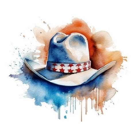 Premium AI Image | Painting of a cowboy hat with a red generative ai