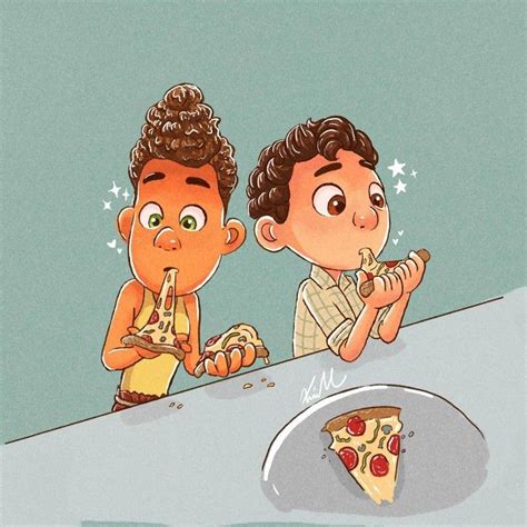 Pizza date for Luca and Alberto enjoying finger foods Disney Villains ...