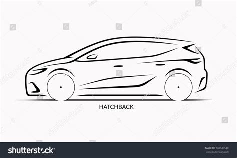 Vector Car Silhouette Side View Hatchback Stock Vector (Royalty Free ...