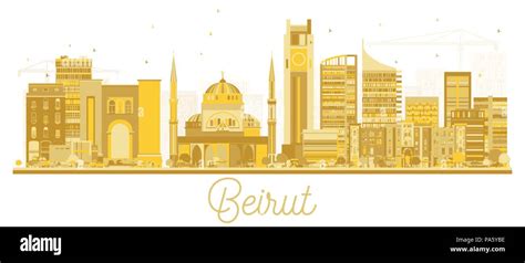 Beirut Lebanon City Skyline Golden Silhouette. Vector Illustration ...