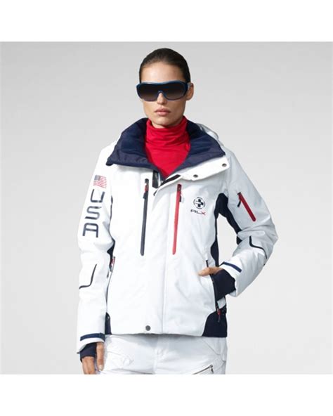 RLX Ralph Lauren White Vail Ski Jacket in Blue | Lyst