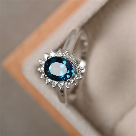 London blue topaz ring sterling silver blue gemstone