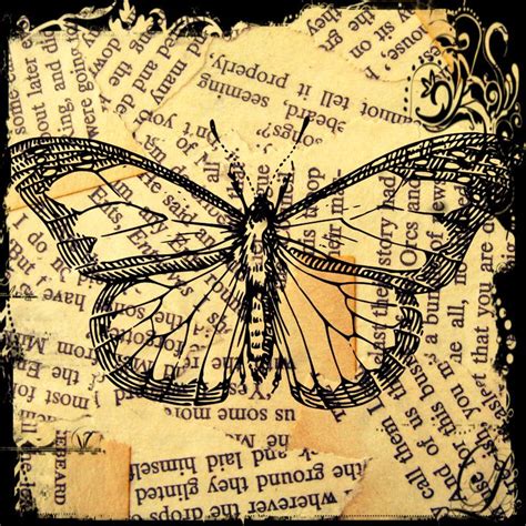 Vintage Butterfly Art Antique Book Pages Scrapbook Paper | Book page ...