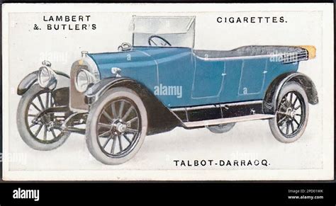 Talbot-Darracq Motor Car, 1923 - Car Vintage Cigarette Card Stock Photo ...