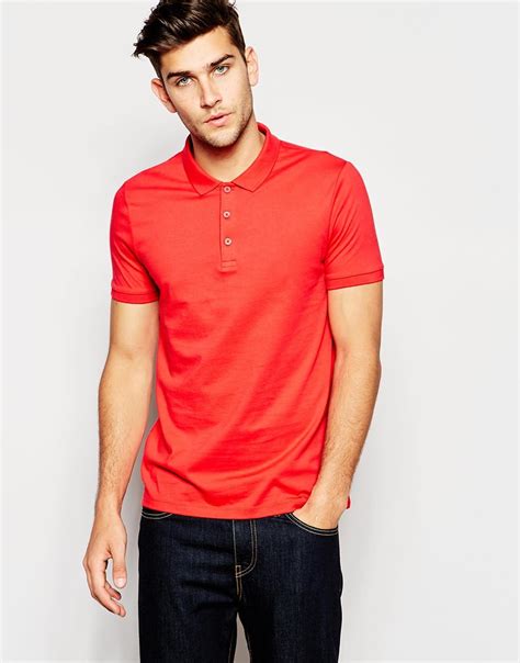 ASOS Polo Shirt In Jersey in Red for Men - Lyst