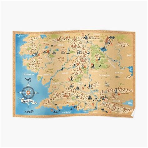 J.R.R. Tolkien - Middle Earth map, simple icon illustrations Premium Matte Vertical Poster sold ...