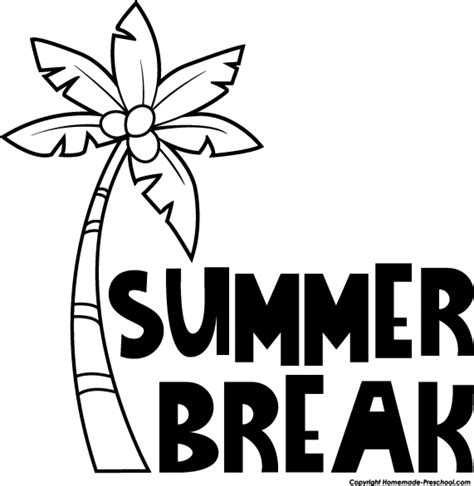 Summer Vacation Clipart Black And White