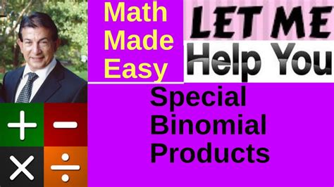 Special Binomial Products - YouTube