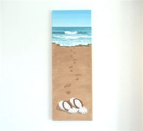 Flipflops & Footprints in Sand Seashell Mosaic Wall Art, Footprints in ...