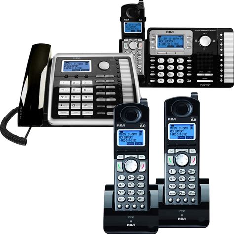 RCA 2-Line Cordless Expandable Small Business Phone System with Cordless Base, Cordless Desk ...