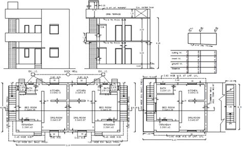 Simple house elevation, section and floor plan cad drawing details dwg ...