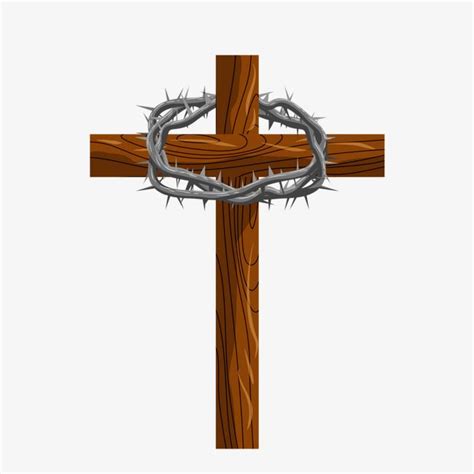 a wooden cross with a crown of thorns on it