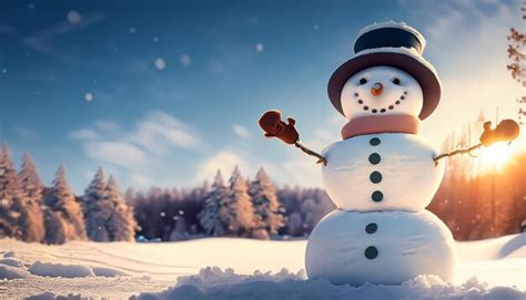 Premium Photo | Background in a snowy landscape with a snowman