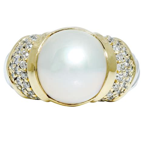 Vintage David Yurman Mabe Pearl & Diamond Ring