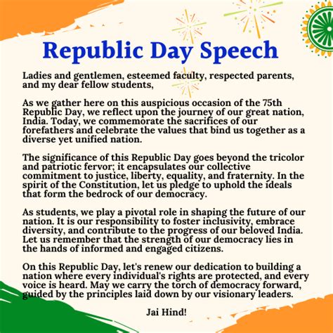 2 Minutes Republic Day Speech 2024 - For Students, Teachers in English - Very Wishes