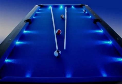 7Ft LED Pool Table Blue Felt Black Frame MDF | DMA Online