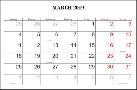 March 2019 Calendar With Holidays #march #marchcalendar # ...