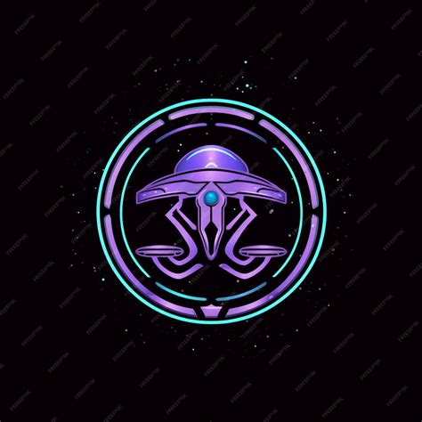 Premium AI Image | A purple and blue logo with a spaceship in the ...