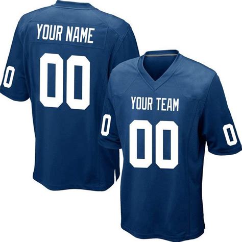 Custom Blue Football Jersey with Gray