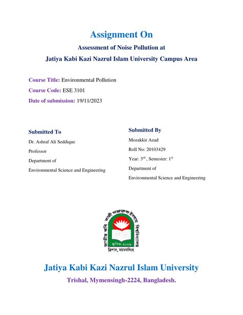 (PDF) Assignment On Assessment of Noise Pollution at Jatiya Kabi Kazi ...