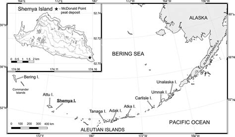 The study area map. The inset shows Shemya Island (the Near Islands ...