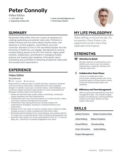 3 Video Editor Resume Examples & How-To Guide for 2023