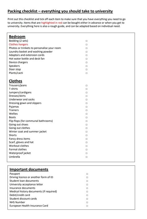 Packing List Template | Free Word Templates