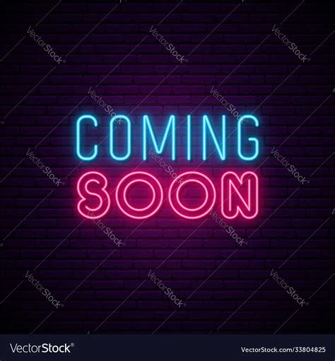 Coming soon neon sign concept neon design for Vector Image