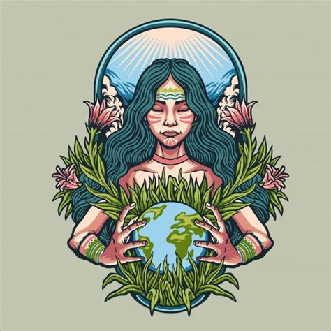 Ilustração Do Dia Da Mãe Terra | La tierra dibujo, Madre tierra ...