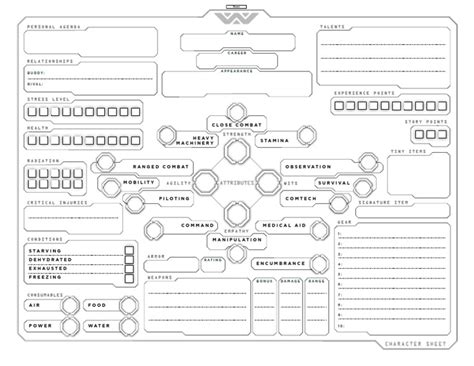 Alien Character Sheet Printerfriendly (Fillable) | PDF | Role Playing Games | Leisure