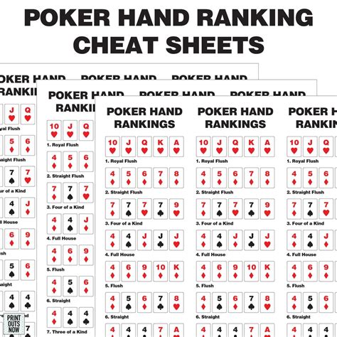 Poker Hand Ranking Cheat Sheet Print Out Instant Download - Etsy