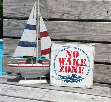 No Wake Zone boating Nautical Nursery Beach Decor Sign | Etsy