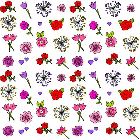 Free digital flower scrapbooking paper + printable happy flower coloring for Valentines Day ...