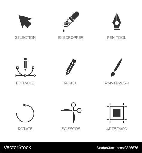 Graphic designer tools icons Royalty Free Vector Image