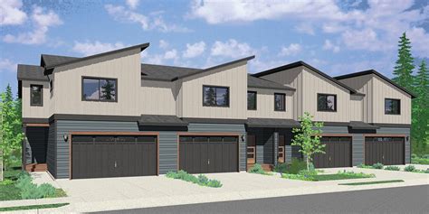 Plan F-610: Luxury Townhouse With 2 Car Garage Design Plan | Bruinier & Associates | Town house ...